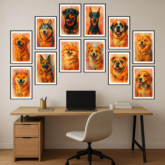 Premium High Quality Dogs Breed Combo Poster Set for Modern Homes & Offices