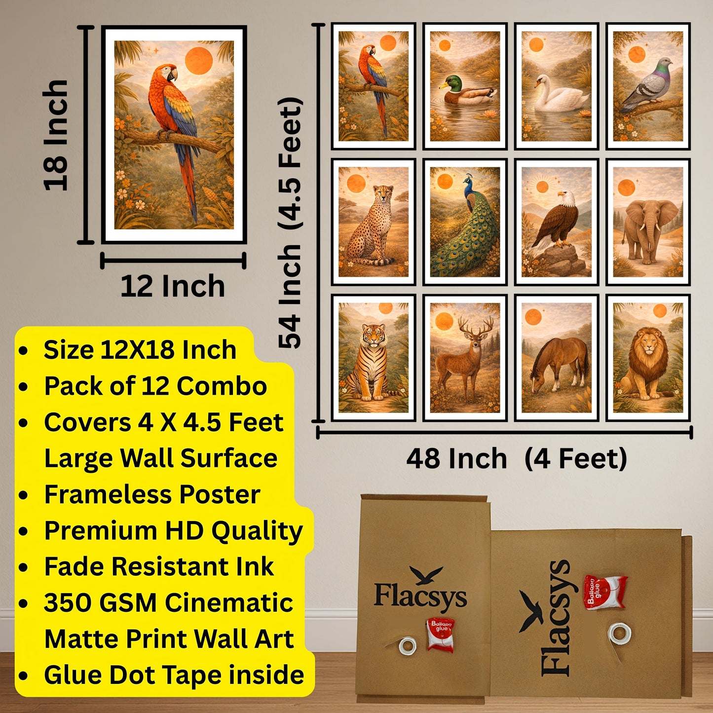 Premium Boho Wall Art Combo Poster Set | Pack of 12