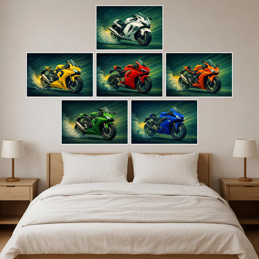Premium Superbikes Wall Art Combo Poster Set | Pack of 6