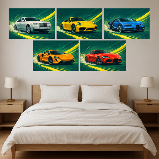 Premium Supercars Wall Art Combo Poster Set | Pack of 5