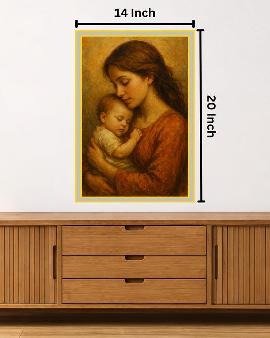 Vibrant Motherhood Painting: Ideal for Gifting (Size 14X20 Inch)