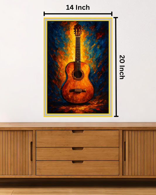 Vibrant Guitar Painting: Ideal for Gifting (Size 14X20 Inch)