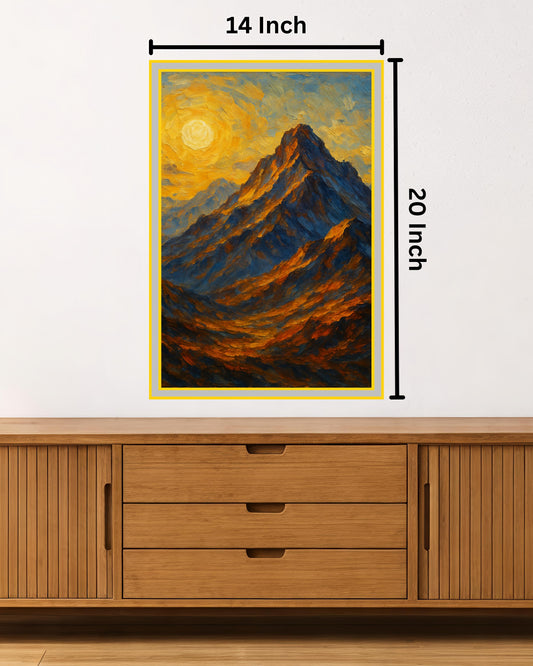 Vibrant Mountain Painting: Ideal for Gifting (Size 14X20 Inch)