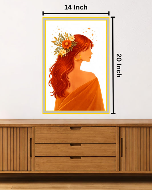 Vibrant Modern Girl Painting: Ideal for Gifting (Size 14X20 Inch)