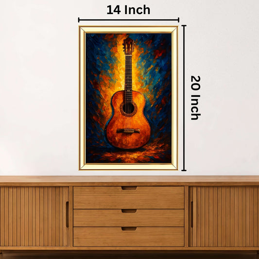 Vibrant Guitar Painting | Ideal for Gifting | Size 14x20 Inch