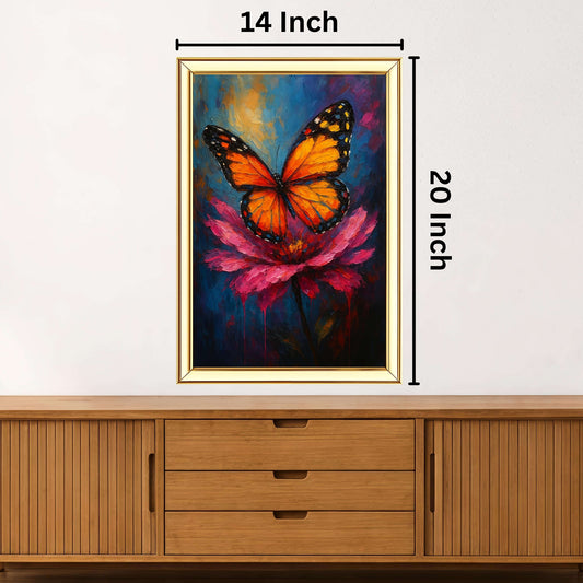 Vibrant Butterfly Oil Painting | Ideal for Gifting | Size 14x20 Inch