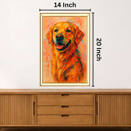 Vibrant Golden Retriever Painting | Ideal for Gifting | Size 14x20 Inch