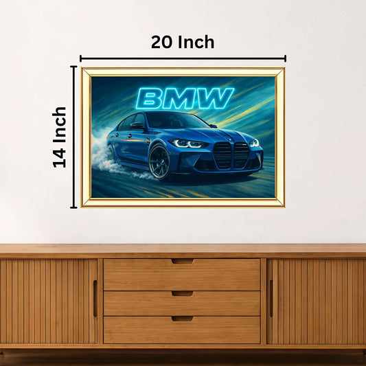 Vibrant BMW Painting | Ideal for Gifting | Size 14x20 Inch