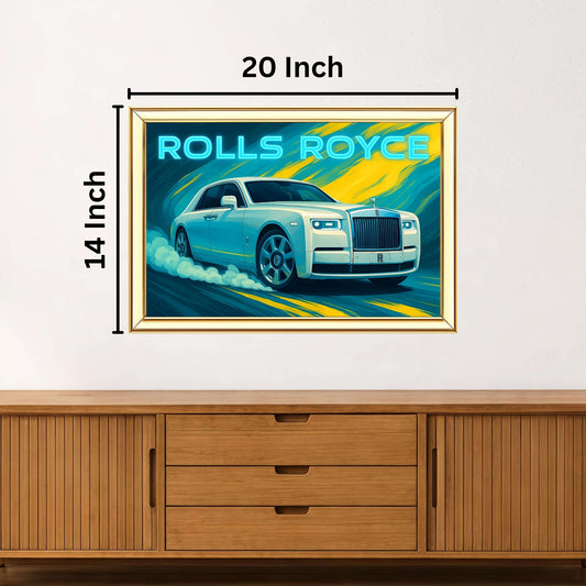 Vibrant Rolls Royce Painting | Ideal for Gifting | Size 14x20 Inch
