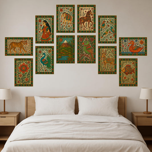 Premium Traditional Madhubani Paintings Poster Combo Set for Modern Homes