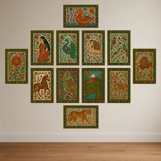 Premium Traditional Madhubani Paintings Poster Combo Set for Modern Homes