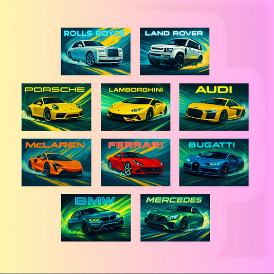 Premium combo pack of iconic supercars in vibrant and futuristic designs.