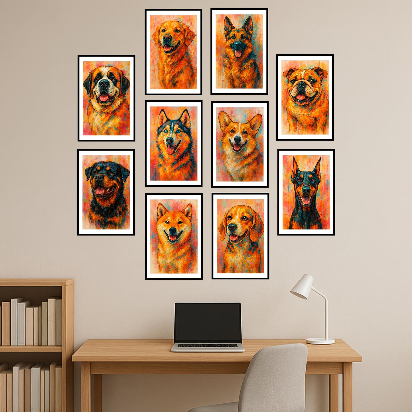 Premium Posters Combo Pack Showcasing Your Favorite Dog Breed in Elegant Style.