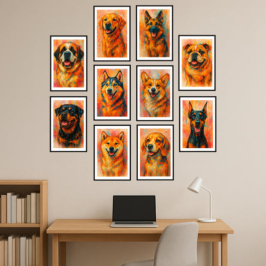 Premium Posters Combo Pack Showcasing Your Favorite Dog Breed in Elegant Style.