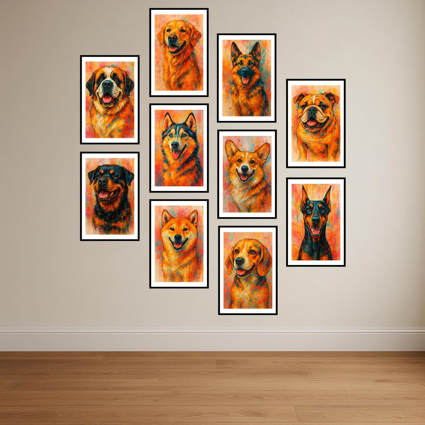 Premium Posters Combo Pack Showcasing Your Favorite Dog Breed in Elegant Style.