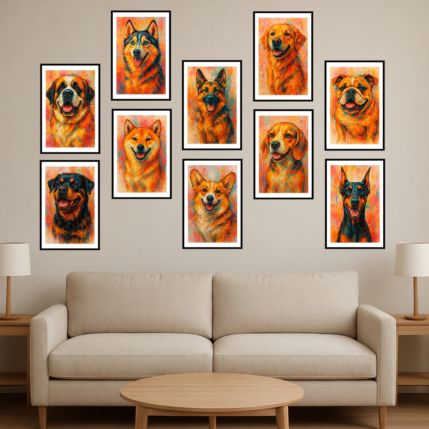 Premium Posters Combo Pack Showcasing Your Favorite Dog Breed in Elegant Style.