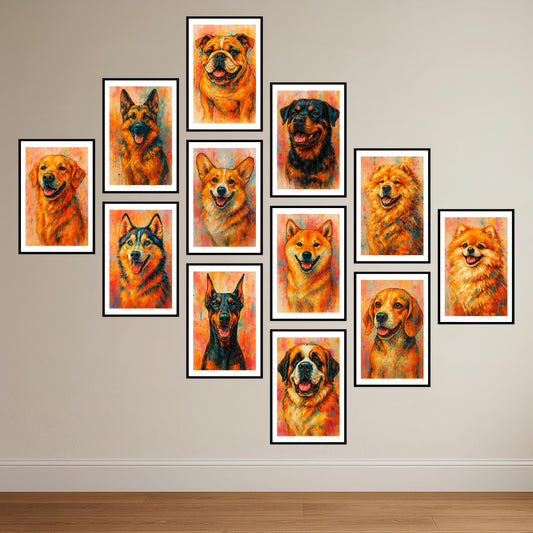 Premium High Quality Dogs Breed Combo Poster Set for Modern Homes & Offices