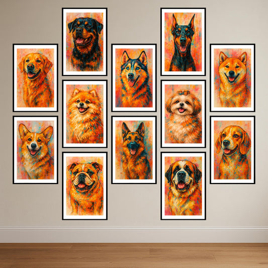 Premium High Quality Dogs Breed Combo Poster Set for Modern Homes & Offices