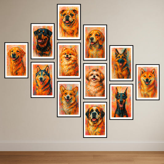 Premium High Quality Dogs Breed Combo Poster Set for Modern Homes & Offices