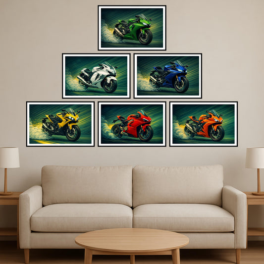 Premium High Speed Superbikes Combo Poster Set | Pack of 6