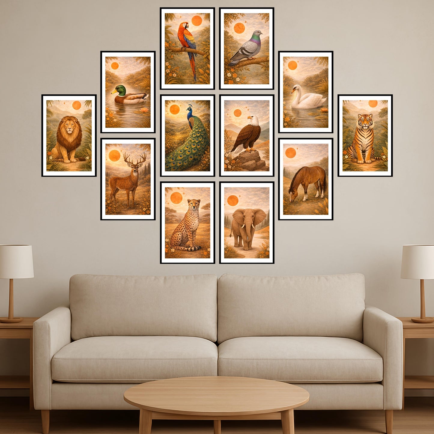 Premium Boho Wall Art Combo Poster Set | Pack of 12