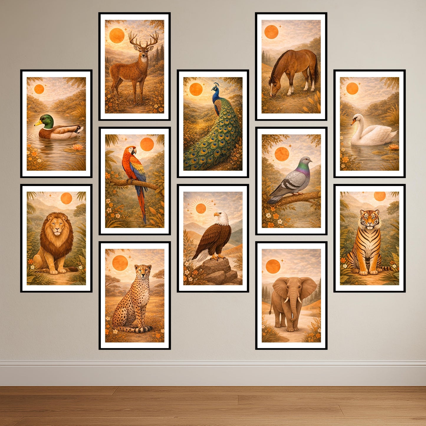 Premium Boho Wall Art Combo Poster Set | Pack of 12