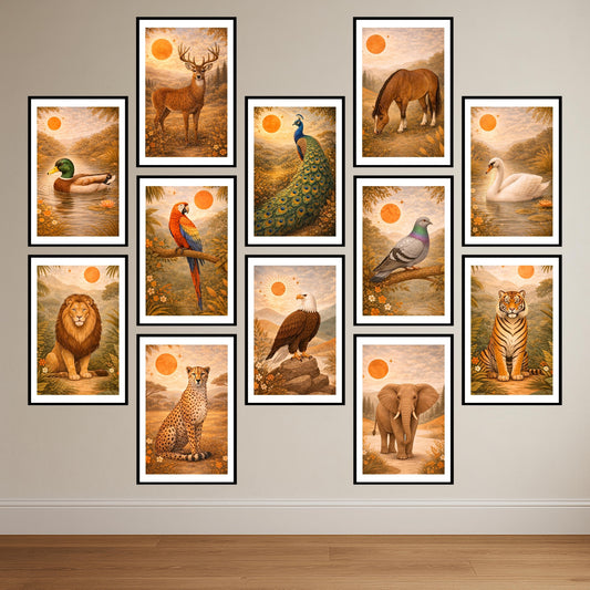 Premium Boho Wall Art Combo Poster Set | Pack of 12