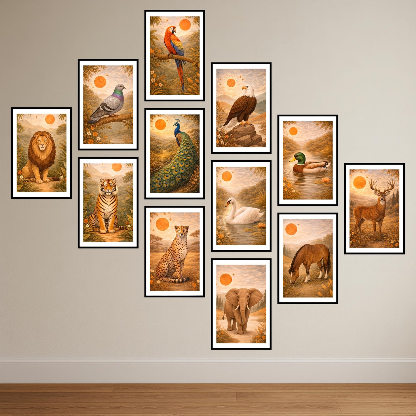 Premium Boho Wall Art Combo Poster Set | Pack of 12