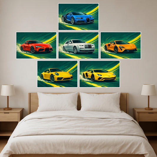 Premium Supercars Wall Art Combo Poster Set | Pack of 6