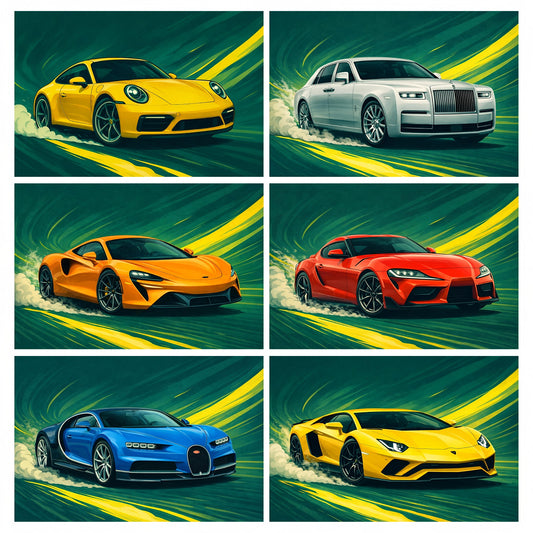 Premium Supercars Wall Art Combo Poster Set | Pack of 6