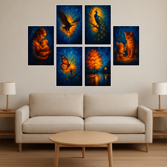 Premium Aesthetic Design Wall Art Combo Poster Set | Pack of 6