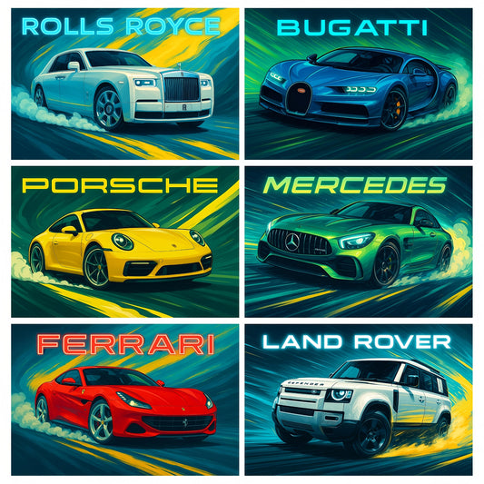Premium Supercars Wall Art Combo Poster Set | Pack of 6