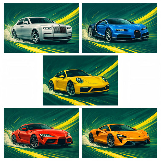 Premium Supercars Wall Art Combo Poster Set | Pack of 5