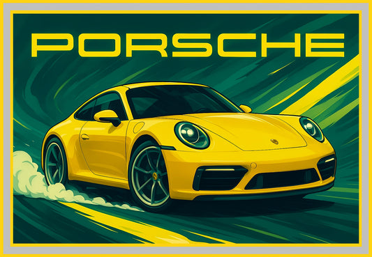 Vibrant Porsche Painting: Ideal for Gifting (Size 14X20 Inch)