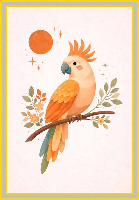 Vibrant Bird Boho Painting: Ideal for Gifting (Size 14X20 Inch)