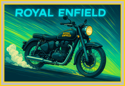 Vibrant Royal Enfield Painting: Ideal for Gifting (Size 14X20 Inch)