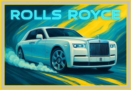 Vibrant Rolls Royce Painting: Ideal for Gifting (Size 14X20 Inch)