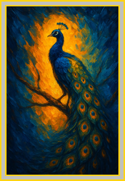 Vibrant Peacock Painting: Ideal for Gifting (Size 14X20 Inch)