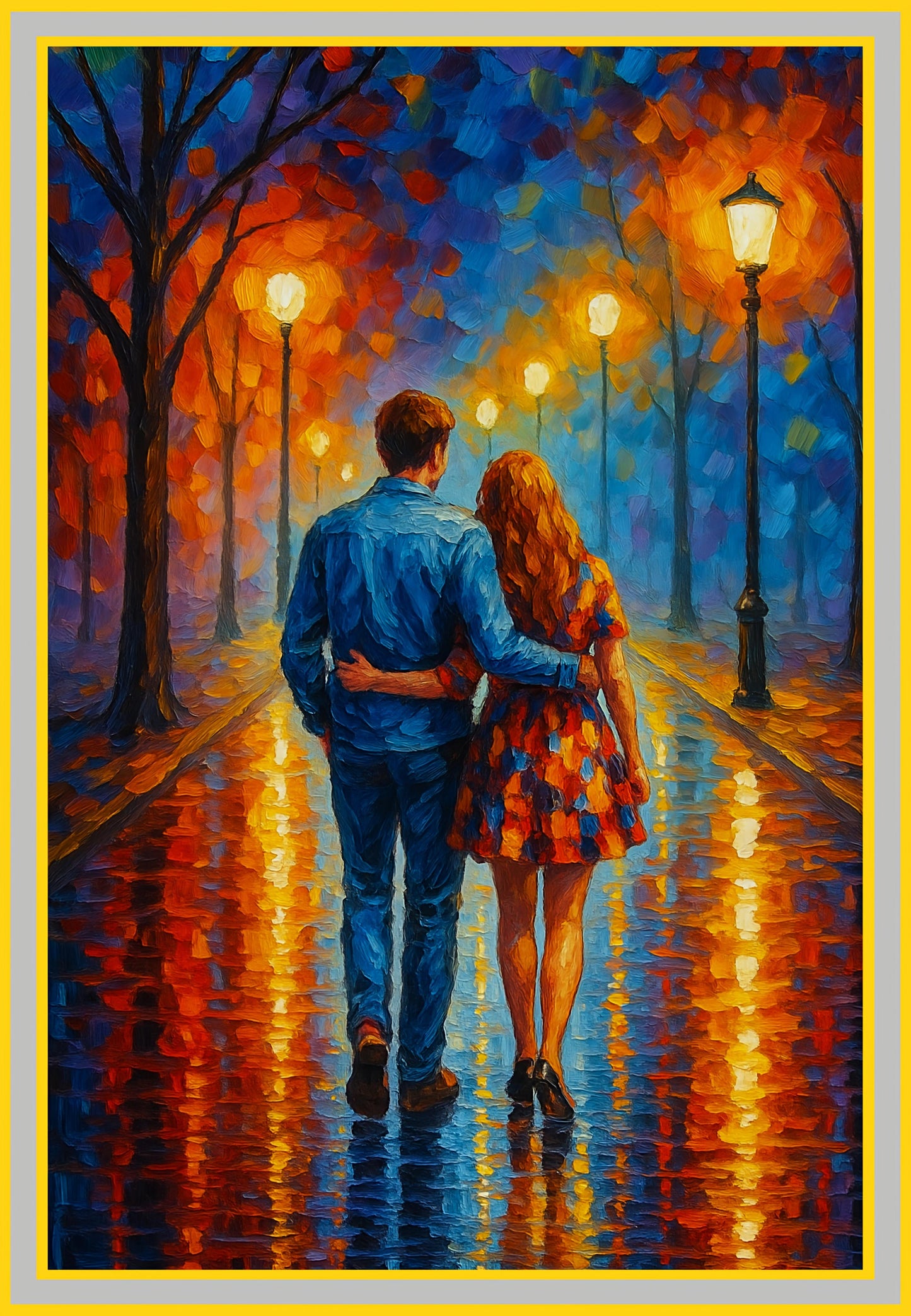 Vibrant Couple Oil Painting: Ideal for Gifting (Size 14X20 Inch)