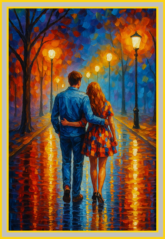 Vibrant Couple Oil Painting: Ideal for Gifting (Size 14X20 Inch)