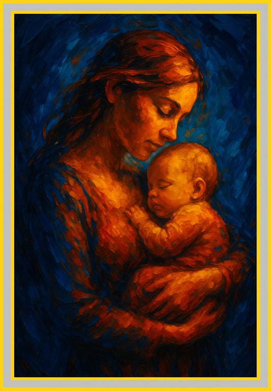 Vibrant Motherhood Painting: Ideal for Gifting (Size 14X20 Inch)