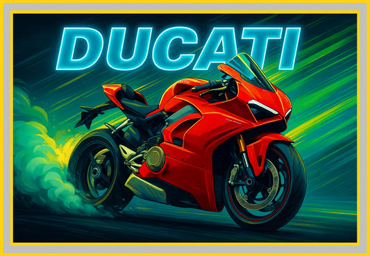 Vibrant Ducati Superbikes Painting: Ideal for Gifting (Size 14X20 Inch)
