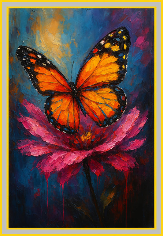 Vibrant Butterfly Oil Painting: Ideal for Gifting (Size 14X20 Inch)