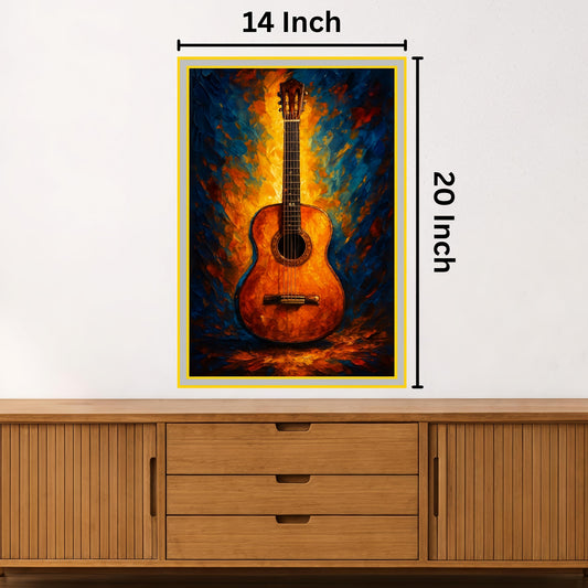 Vibrant Guitar Painting: Ideal for Gifting (Size 14X20 Inch)