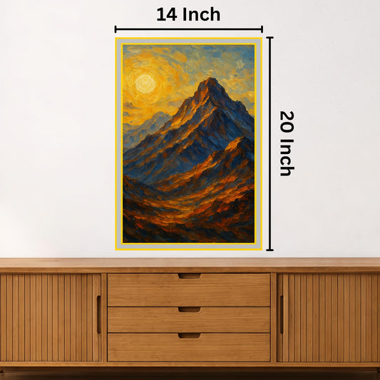 Vibrant Mountain Painting: Ideal for Gifting (Size 14X20 Inch)