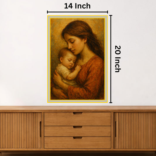 Vibrant Motherhood Painting: Ideal for Gifting (Size 14X20 Inch)