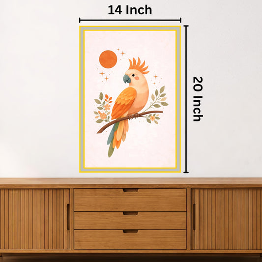 Vibrant Bird Boho Painting: Ideal for Gifting (Size 14X20 Inch)