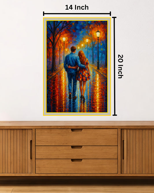 Vibrant Couple Oil Painting: Ideal for Gifting (Size 14X20 Inch)