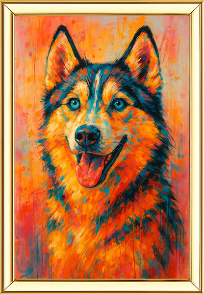 Husky Dog Digital Painting | Ideal for Gifting | Size 14x20 Inch