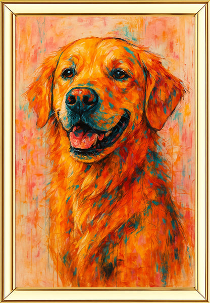 Golden Retriever Dog Digital Painting | Ideal for Gifting | Size 14x20 Inch